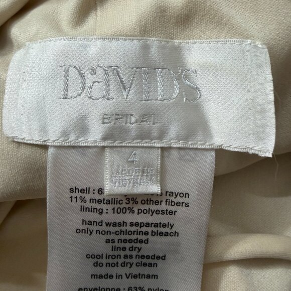 David’s Bridal Champagne Lace Maxi Dress Front Slit Formal Women’s 4 NWT - Picture 9 of 12